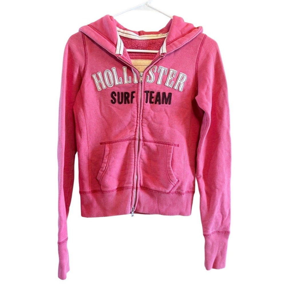 Y2K Vintage *flaw Hollister Zip Up Hoodie Hot Pink Surf Team